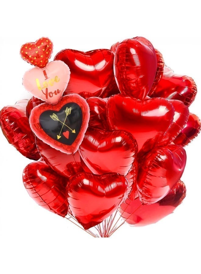 زينة بالونات قلب أحمر 12+1 – بالونات كبيرة جدًا بحجم 38 بوصة مكتوب عليها «I Love You» لتزيين يوم الحب، بالونات على شكل قلب لتزيين ذكرى الزواج، وزينة بالونات مميزة لعيد الفالنتاين - Image 1